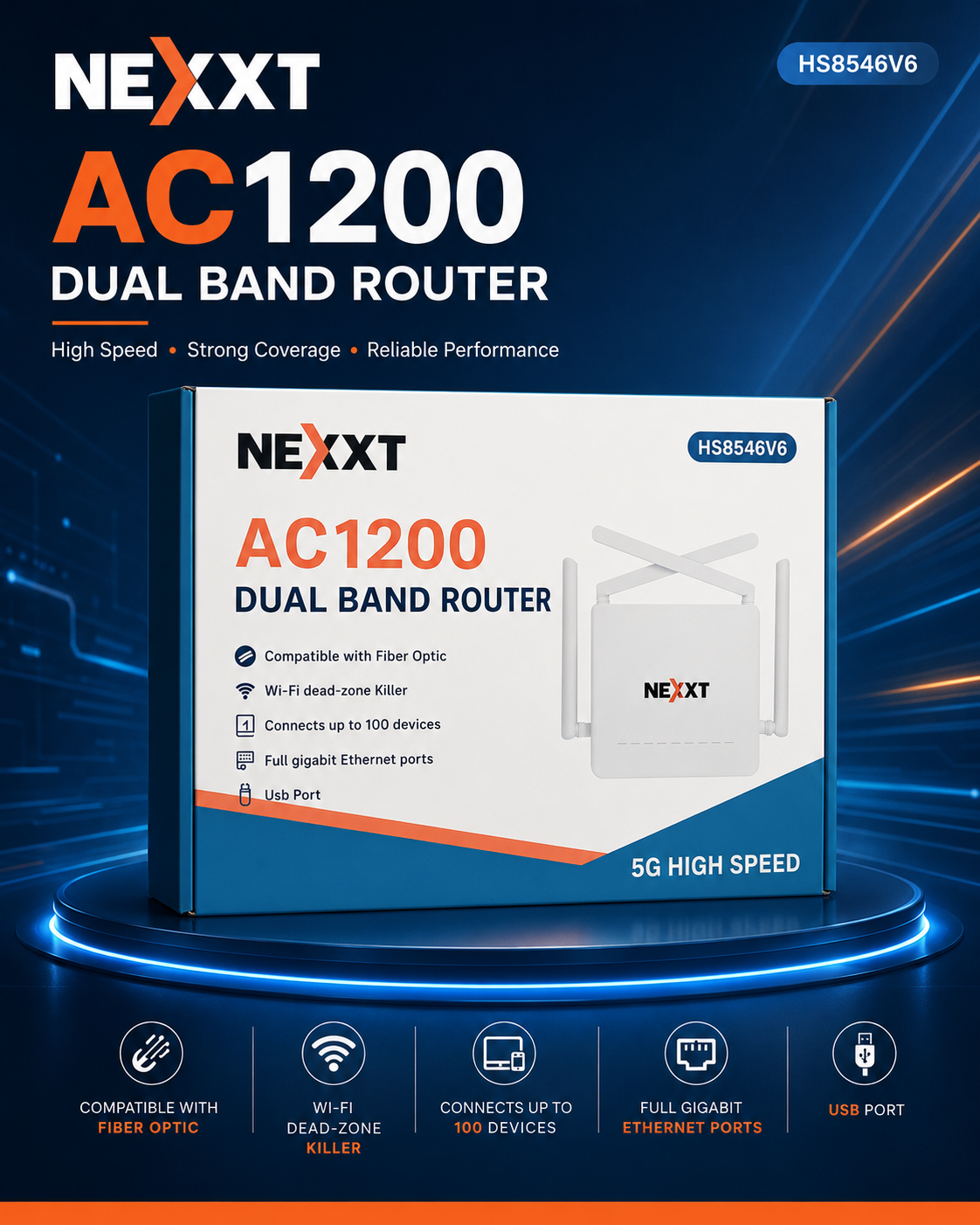 NEXXT AC1200 HS8546V6 GPON EPON 5G 4PORT thumbnail 2
