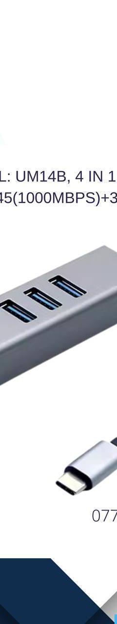 UM14B, 4 IN 1 TYPE C TO RJ45(1000MBPS)+3*USB3.0 2