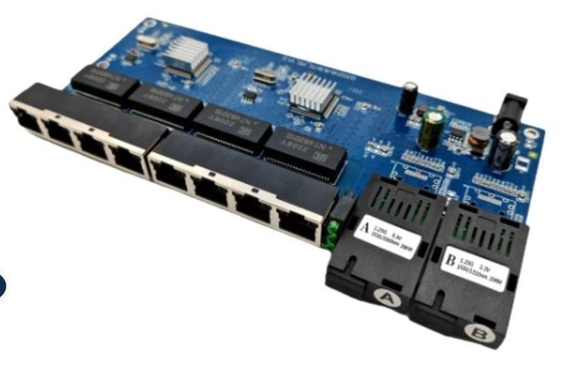 HUB 8PORT-POE- 2FIBER-1G