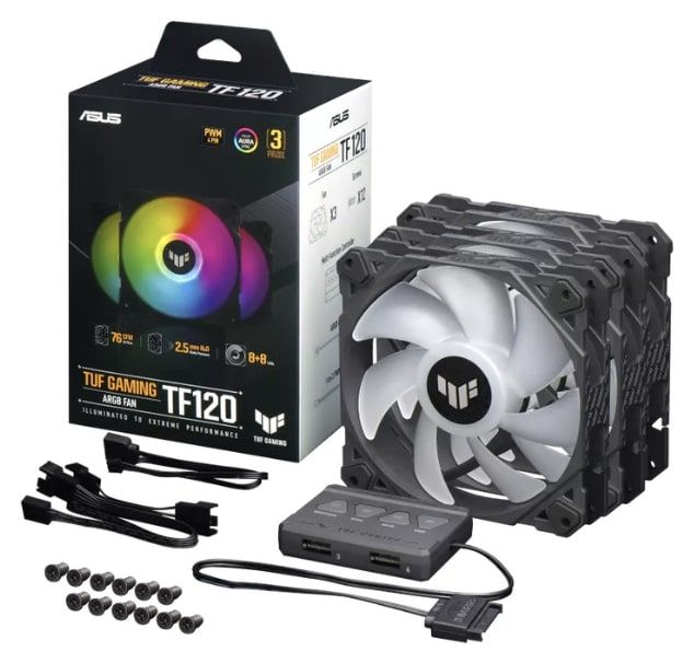 ASUS TUF Gaming TF120 ARGB Fan – Triple Fan Kit with ARGB Controller