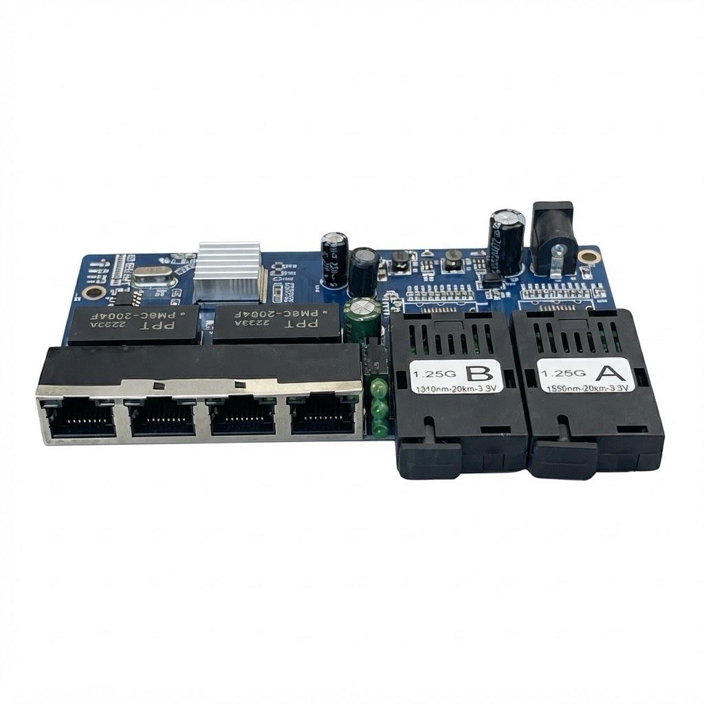 HUB SWITCH 4PORT POE-2FIBER-1G