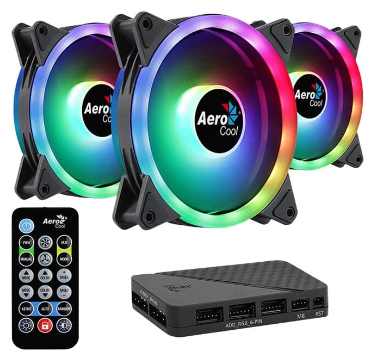AEROCOOL FAN CASE DOU 12 PRO 3X120mm ARGB BLACK+ REMOTE CONTROL