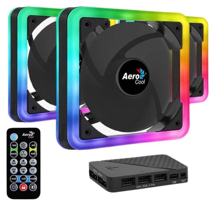 AEROCOOL FAN CASE EDGE 14 PRO 3X140mm ARGB BLACK+ REMOTE CONTROL