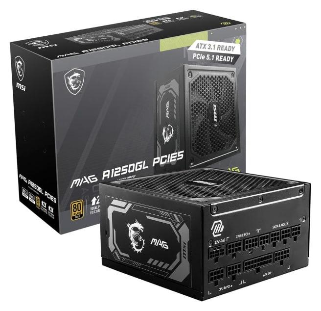 MSI MAG A1250GL PCIE5 1250W 80 PLUS Gold Power Supply