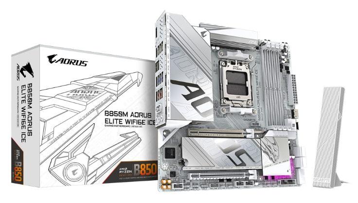 GIGABYTE B850M AORUS ELITE WIFI6E ICE AM5 DDR5 WiFi 6E Motherboard